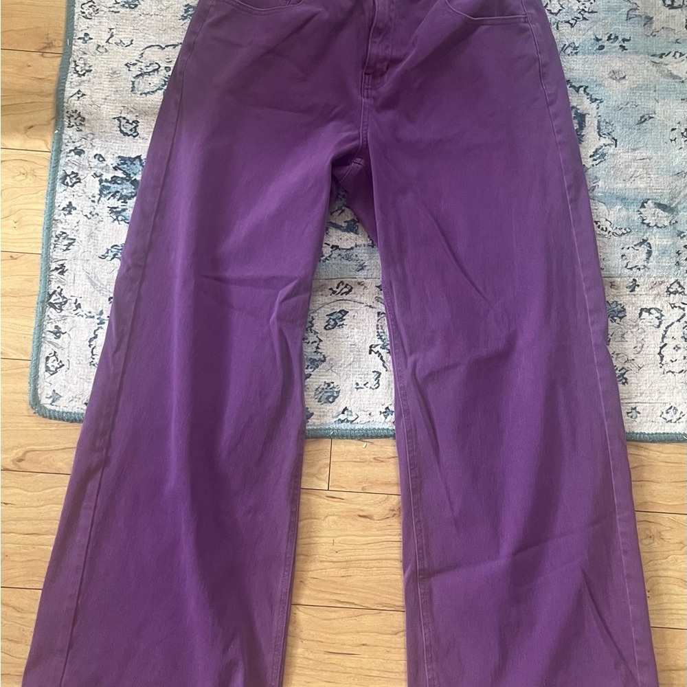 HALARA purple flex low rise baggy Wide-Leg jeans stretchy